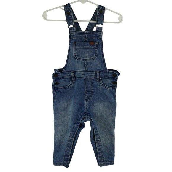Baby Denim Overalls Adjustable Straps H&M 6-9M Blue Jeans Toddler Boys Girls Cla - Picture 1 of 4